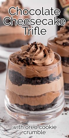 chocolate cheesecake trifle baby in the recipe with freebie's baking daily