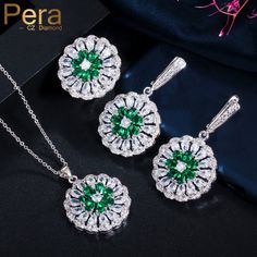 CZ Jewelry- Elegant 3Pcs Green Cubic Zirconia Big Blooming Flower Necklace Earrings Ring Set Ladies Designer Jewelry Accessories Model Number:4001056029495 ■Brand: Pera CZ ■Style: Elegant Big Blooming Flower Necklace Earrings Ring Set ■Metal Material: Copper (Lead and Nickel free) ■Metal Color: Silver Color ■Stone Material: Cubic Zirconia ■Stone Color: Green,White,Light blue,Yellow,Red(5 colors) ★Ring Size: 6# 7# 8# 9#,Earrings Size:4.3 cm,Necklace Length:42-46 cm ■Occasion: Shopping /Wedding /P Flower Necklace Outfit, Sage Green Flowers, Flower Choker Necklace, Necklace Outfit, Accessories Model, Gold Necklace Simple, Flower Choker, Blue Yellow Red, Jewelry Elegant