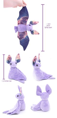 the instructions for how to make a stuffed animal that looks like a bat with wings