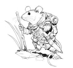 a drawing of a mouse holding a baseball bat