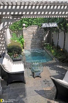 a small pool in the middle of a patio