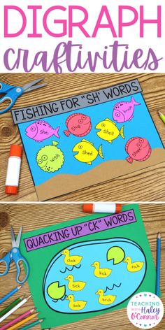 Digraph Crafts | Teaching With Haley O'Connor Th Activities, Digraph Craft, Monster Phonics, Ck Rule, Literacy Crafts, Phonics Crafts, Digraph Activities, Teaching Digraphs, Digraphs Activities