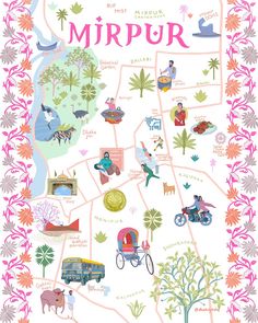 a map with people and animals on it, including the words'mrpurr '