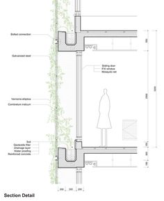 an architectural drawing shows the details of a garden wall and how it's made