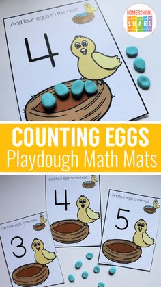 counting eggs playdough math mats for kids