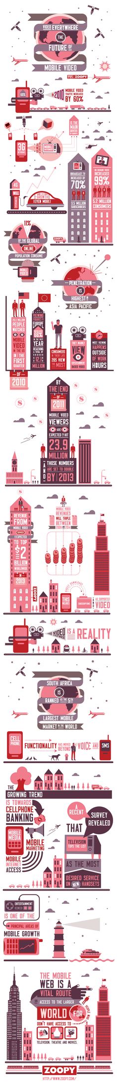 an illustrated poster with many different types of buildings in red and grey colors, all on white