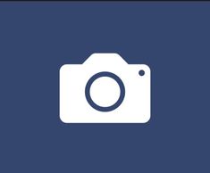 the camera icon is shown in white on a dark blue background, and it appears to be an image