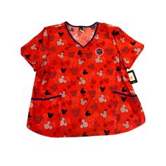 New Disney Womens Size 3xl Red White Blue Scrub Top Shirt Mickey Mouse Medical Nurse Scrub Flag Patriotic Fourth Of July Short Sleeve 52% Recycled Polyester 40% Polyester 8% Spdx Stretch 28.5 In Chest Laying Flat 29.5 In Length Shoulder To Hem Features: Scrub Top Size: Womens 3xl Condition: New With Tags Red Short Sleeve Top With Minnie Mouse, Red Short Sleeve Top With Mickey Mouse, Red Disney Cotton Top, Casual Red Minnie Mouse Top, Red Disney Short Sleeve Tops, Red Minnie Mouse Short Sleeve Top, Red Disney Mickey Mouse Top, Red Mickey Mouse Cotton T-shirt, Disney Scrub Tops