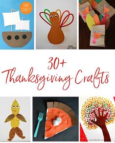 thanksgiving crafts for kids that include turkeys, pumpkins and other things to make