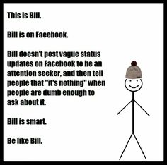 a cartoon drawing of a person with a hat on and the caption bill is on facebook