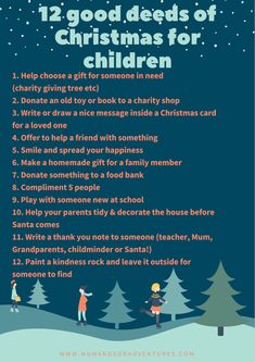 a christmas list with the words 12 good ideas for children