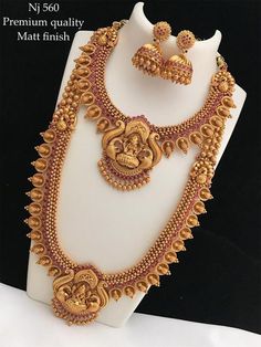 Long Haram Gold Jewellery Designs, Tamil Selvi, Haram Necklace Set, Necklace 2022, Big Earrings Gold, Choker Sets, Indian Wedding Jewelry Sets