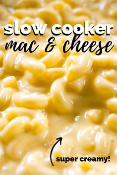 slow cooker macaroni and cheese recipe with text overlay