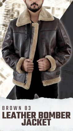 Stay cozy and stylish with the Jeffrey Brown B3 Leather Bomber Jacket. Made from genuine sheepskin leather, it’s designed to keep you warm all winter long. #LeatherBomber #MensStyle #WinterWear #MensJacket #WinterFashion #LeatherJacket #BomberJacket Custom Varsity Jackets, Halloween Jacket, Christmas Jacket, Varsity Jacket Women, Custom Leather Jackets, Cafe Racer Jacket, Custom Denim, Outwear Jackets, Custom Jacket