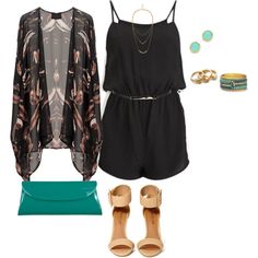 Eclectic Chic, Plus Size Kimono, Romper Outfit, Night Out Outfit, Looks Chic, 가을 패션, Black Romper, Outfits Casuales, Curvy Fashion