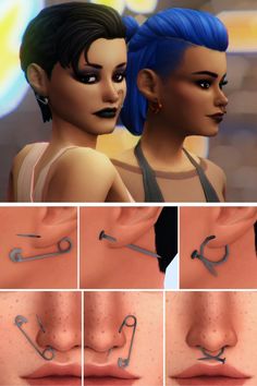 an animated image of two women with piercings on their butts and one has blue hair