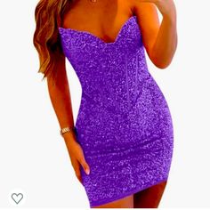 This Sexy Purple Sparkly Dress Was Ordered For Me To Wear To Vegas. It’s A Size 16 And It Laces Up The Back. Never Worn Just Hanging In My Closet. Would Love A New Home And To Be Worn At Least Once. Flirty Purple Bodycon Party Dress, Fitted Purple Sequined Bodycon Dress, Purple Mini Dress With Sweetheart Neckline For Party, Purple Strapless Bodycon Party Dress, Purple Strapless Bodycon Dress, Stretch Mini Dress With Sweetheart Neckline For Party, Sparkly Purple Dress, Purple Sparkly Dress, Sparkly Dress