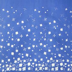 snow flakes are falling from the sky on a bright blue background with white stars