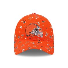 Add a fresh finish to any Cleveland Browns look with this Floral 9TWENTY hat from New Era. It features embroidered team graphics over a pattern of blooming flowers. The relaxed design and adjustable strap make this Cleveland Browns hat perfect for all-day comfort. Wipe clean with a damp cloth Six panels with eyelets Imported Adjustable fabric strap with slide buckle One size fits most Unstructured relaxed fit Low Crown Brand: New Era Curved bill Contrast-color undervisor Officially licensed Embr Spring Sports Hat With Embroidered Logo, Adjustable Hats For Sports Events, Casual Orange Hat For Sports Events, Brown Hats, Fabric Strap, Cleveland Browns, Brown Floral, Blooming Flowers, A Pattern