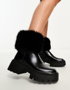 Black Boots With Faux Fur Trim, Black Faux Fur Boots With Trim, Simmi Shoes, Cold Weather Boots, Weather Boots, Sunglasses Shop, Summer Essentials, Body Fit, Fur Trim