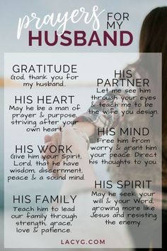 a woman holding her hand with the words prayer for husband