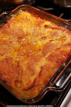 a casserole dish sitting on top of an oven