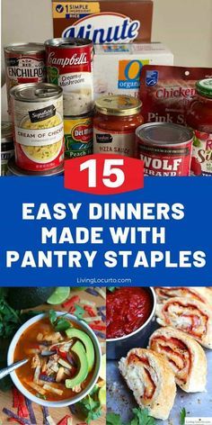 the cover of 15 easy dinners made with pantry staples