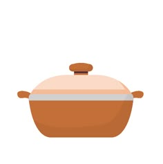 an orange pot with wooden handles on a white background, flat style illustration for web and mobile devices