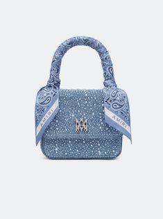 WOMEN - CRYSTAL DENIM MICRO MA BAG - True Blue – AMIRI Amiri Bag, Mens Highlights, Basketball Bag, Paisley Scarf, Triangle Bag, Paisley Scarves, Crossbody Tote Bag, New Sneakers, Denim Bag