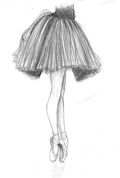 a drawing of a woman in a ballerina dress with her feet on the ground