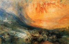 a painting with a quote on it that says, constable and turre were among the first painters to see light in items of a pervesive veil of atmosphere