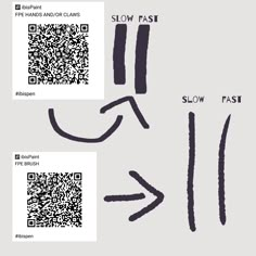 the qr code for slow fast is shown in black and white, as well as an image of a person's face