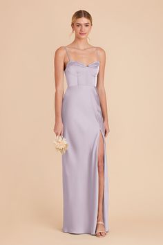 a bridesmaid in a lavender colored gown