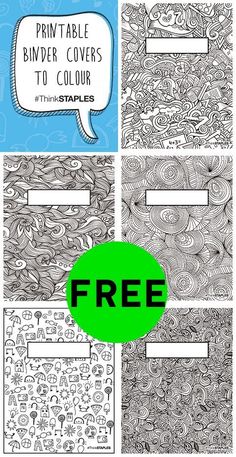 free printable binder covers to color for adults and children with the text,