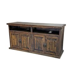 a large wooden entertainment center with two doors