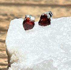 The most perfect red garnet heart cut studs!  The best gift for the holidays.  I made two pair and when they sell, they are gone.  I am keeping them a limited edition. Red Heart Cut Elegant Earrings, Elegant Red Heart Cut Earrings, Valentine's Day Formal Heart Gemstone Earrings, Ruby Earrings For Anniversary On Valentine's Day, Ruby Earrings For Valentine's Day Anniversary, Elegant Heart Gemstone Earrings For Valentine's Day, Ruby Earrings For Valentine's Day, Red Heart-shaped Earrings For Formal Occasion, Elegant Red Heart-shaped Earrings