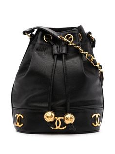 Chanel Pre-Owned 1990s Small Triple CC Bucket Bag - Farfetch Chanel Bucket Bags, Dream Bag, Chanel Mini, Mini Bucket Bags, Mini Bucket, Bad Habit, Shopping Chanel, Black Caviar, Chanel Bags