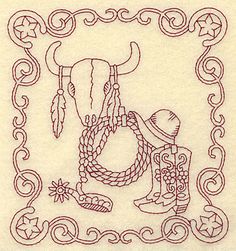 a drawing of a cowboy's boot and lasso in a frame with stars