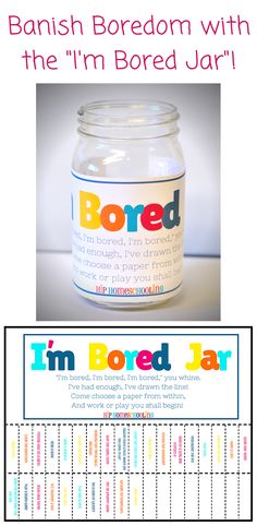 a jar with the words i'm bored on it and an image of a jar