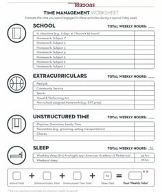 a printable worksheet with instructions on how to use the time management tool