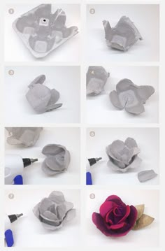 step by step instructions on how to make an origami rose with paper and glue