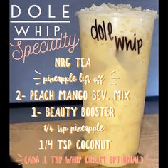 the dole whip recipe is ready to be made into a smoothie or milkshake