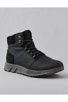 Mid-top silhouette/Waterproof leather upper/Comfortable EVA footbed/Molded rubber outsole/Not eligible for promotions | Only ships within the USA Mid Top, Mens Outfitters, Bold Black, American Eagle Outfitters, Women's Jeans, American Eagle, Men's Shoes, Leather Upper, Shoe Boots