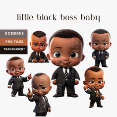 the little black boss baby character is posed in various poses