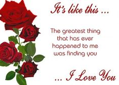 a card with roses and the words i love you