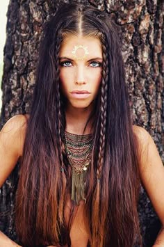 Boho Tribal Statement Necklace 23,90 € #happinessbtq Boho Makeup, Hairstyles Design, Fest Outfits, Estilo Hippy, Hippie Hair, Stil Boho, Estilo Hippie, Bohemian Hairstyles, Pool Hairstyles