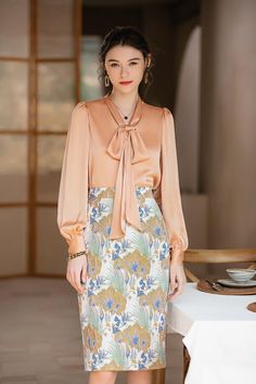 Luxury Women's Blouse With Tie Sleeves, Luxury Elegant Skirt With Tie Waist, Luxury Structured Blouse, Luxury Spring Blouse With Tie Sleeves, Luxury Feminine Blouse For Spring, Luxury Fitted Blouse With Cuffed Sleeves, Luxury Chic Blouse With Tie Neck, Elegant Tie Neck Luxury Blouse, Elegant Luxury Tie-neck Blouse