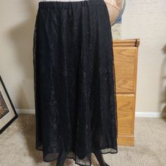 Brand New With Tags Banana Republic Black Lace Maxi Skirt Size Mp: Approx. 31.5" Length, 33.5" Waist Material: 98% Cotton, 2% Spandex. In Excellent Condition. No Visible Flaws Or Imperfections. Professional/ Work Attire. Great For Office, Internships, Zoom Meetings, Or Interviews. Also Perfect For Dressing Up A Casual Occasion. New To Poshmark? Arrive Here From A Search? Create An Account And Use The Code Krisclosetoasis To Get $10 Off Your First Purchase! Welcome! Formal Black Lace Bottoms, Spring Black Lace Maxi Skirt, Black Lace Maxi Skirt For Spring, Black Lace Skirted Bottoms, Formal Lace Lined Skirt Bottoms, Black Lace Lined Skirt, Black Lace Full Skirt, Black Lace Long Skirt, Black Lace Maxi Skirt