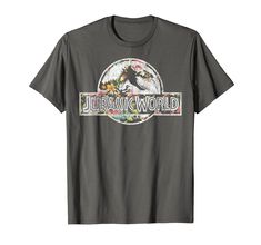 PRICES MAY VARY. Officially Licensed Jurassic World Tee Shirt 15JWOR373 Lightweight, Classic fit, Double-needle sleeve and bottom hem Floral Logo, Vintage Rose, Jurassic World, Vintage Roses, Vintage Graphics, Logo T Shirt, Tshirt Logo, Branded T Shirts, Tee Shirt