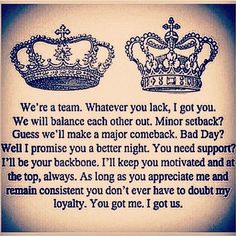 two crowns with the words, we're team whatever you lack i got you